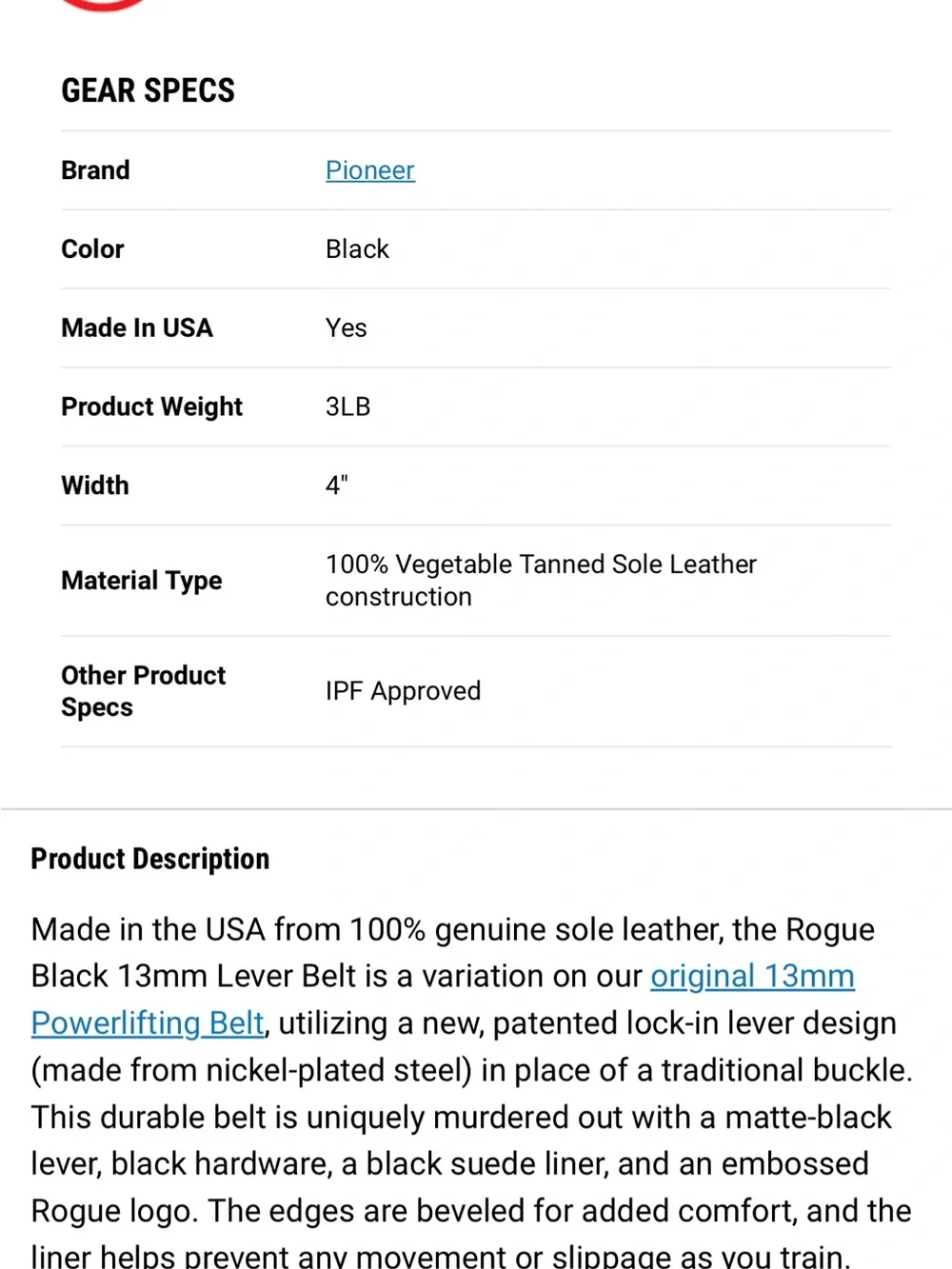 ROGUE BLACK LEATHER 13MM - 4